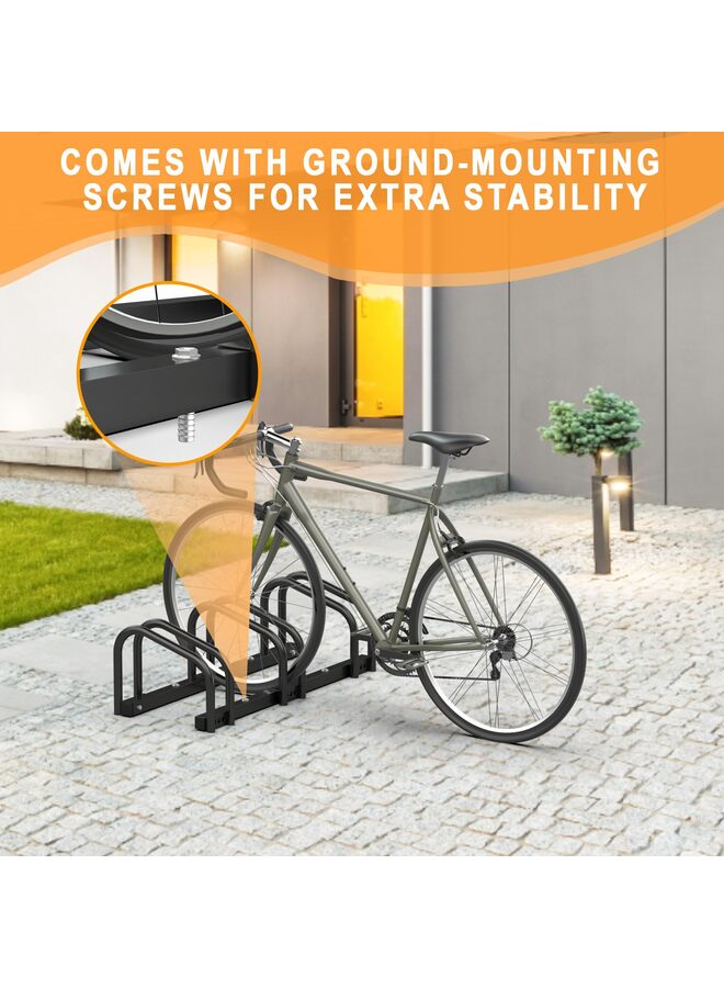 Bike Storage Rack for Garage, 3 Bikes Floor Bike Stand, Bicycle Parking Stand Rack for Indoor/Outdoor, Fit 22-28" Wheel Tire Width 2.1" - Image 4