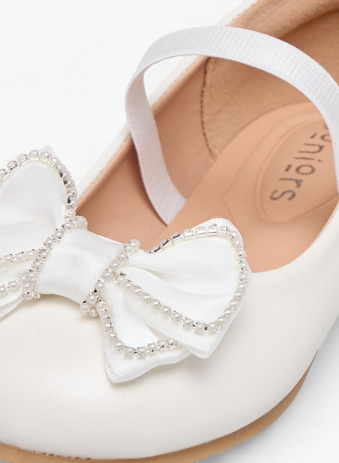 JUNIORS Girls Bow Accent Ballerina Shoes with Elasticated Strap - Image 3