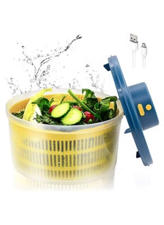 V2COM Electric Salad Spinner 3L Vegetable Washer with Bowl, USB Electric Chargeable, Lettuce Cleaner and Dryer - Easy Water Drain System and Compact Storage, BPA Free and Easy to Use