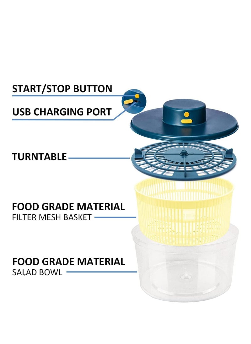 V2COM - V2COM Electric Salad Spinner 3L Vegetable Washer with Bowl, USB Electric Chargeable, Lettuce Cleaner and Dryer - Easy Water Drain System and Compact Storage, BPA Free and Easy to Use - Image 1