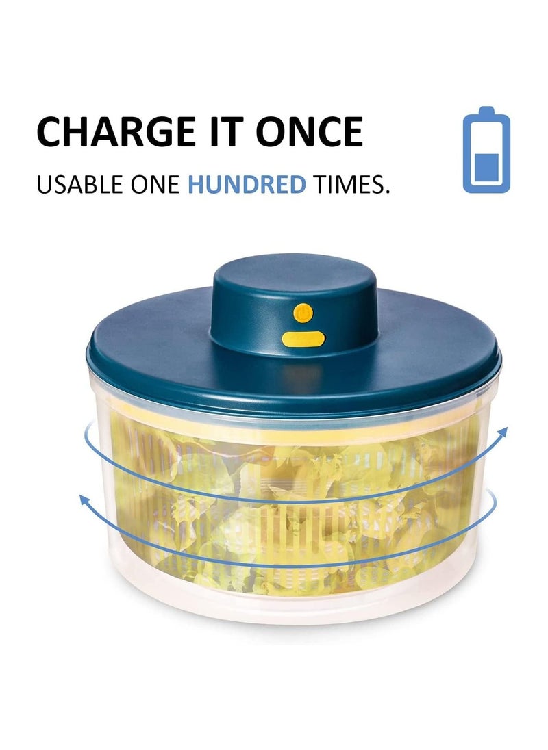 V2COM - V2COM Electric Salad Spinner 3L Vegetable Washer with Bowl, USB Electric Chargeable, Lettuce Cleaner and Dryer - Easy Water Drain System and Compact Storage, BPA Free and Easy to Use - Image 1