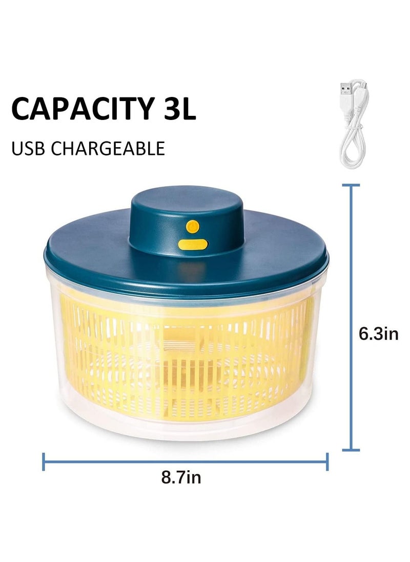V2COM - V2COM Electric Salad Spinner 3L Vegetable Washer with Bowl, USB Electric Chargeable, Lettuce Cleaner and Dryer - Easy Water Drain System and Compact Storage, BPA Free and Easy to Use - Image 1