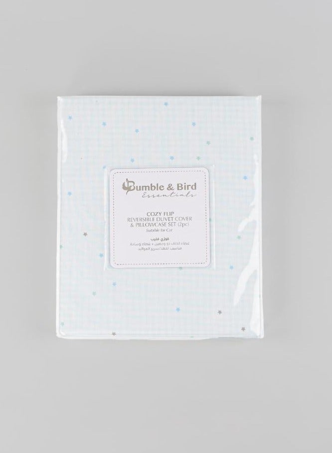 Bumble & Bird - Reversible Duvet Cover & Pillowcase For Cot - Blue - Image 1