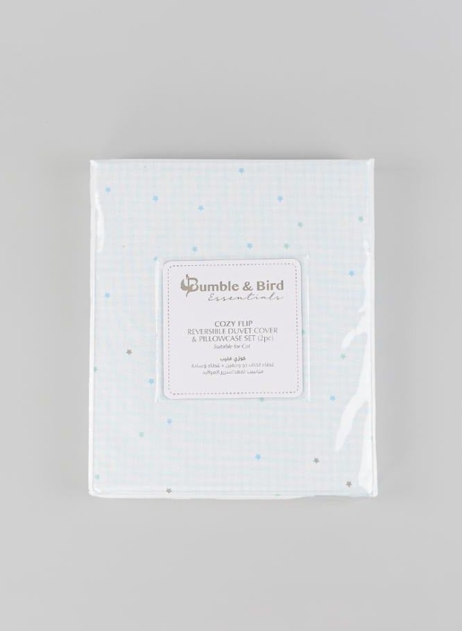 Bumble & Bird - Reversible Duvet Cover & Pillowcase For Cot - Blue - Image 3
