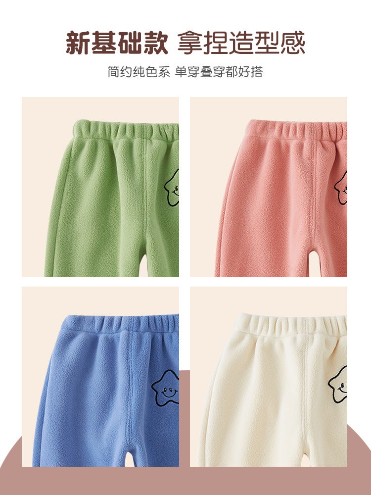 Baby Velvet Pants Out Polar Fleece Warm Pants Boys And Girls Baby Baby Thickened Casual Pants - Image 4