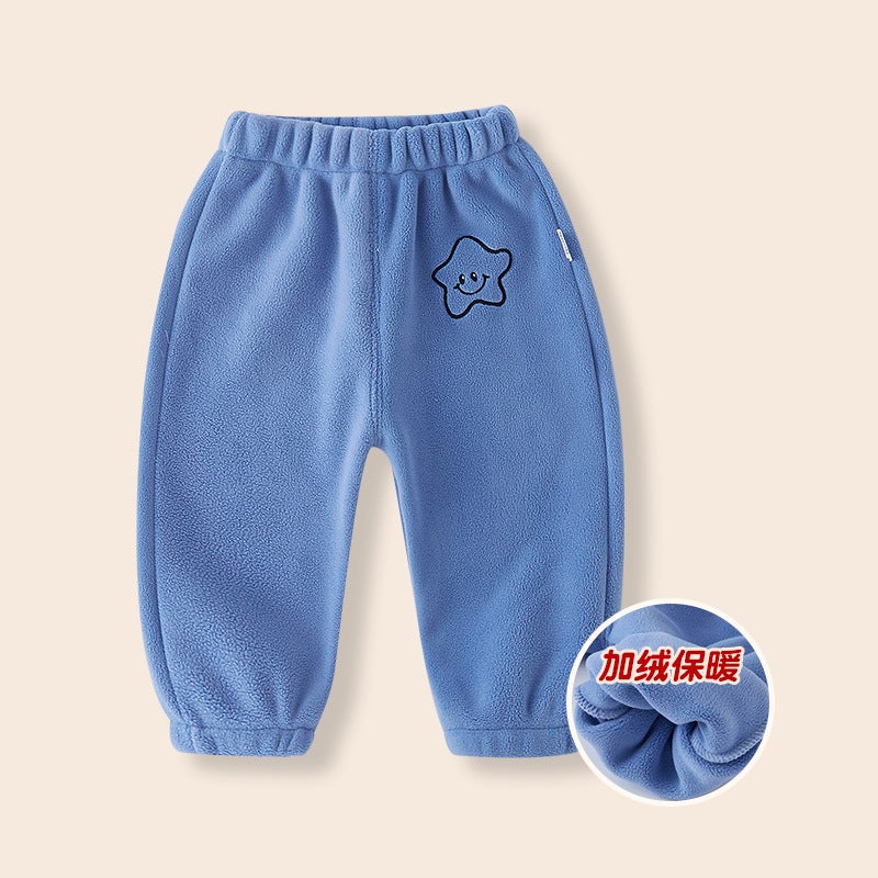 Baby Velvet Pants Out Polar Fleece Warm Pants Boys And Girls Baby Baby Thickened Casual Pants - Image 1