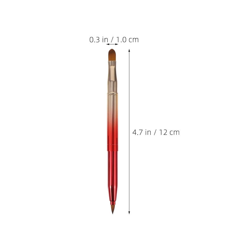 2pcs Retractable Travel Brushes: Concealer Lip Brush with Cap Dustproof Dual Ended Eyeshadow Lipstick Portable Applicator for Women Girls Red - Image 4