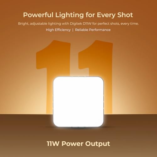Digitek (LED-D11W) Mini 11W Bi-Color LED Video Light with 120° Beam Angle, 2000mAh Battery, Brightness Adjustment, 2500K–9900K, Type-C Charging, 1/4" Mount, 40 LEDs Bulbs, for Vlogs & Live Streaming - Image 3