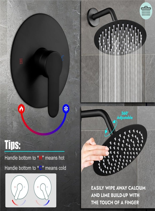 Heyalan Shower Faucet Set with Valve Kit,8 Inch Bathroom Rainfall Shower Head and Handle Set System Trim Kit,Female Thread Valve Single Function,Matte Black - Image 5