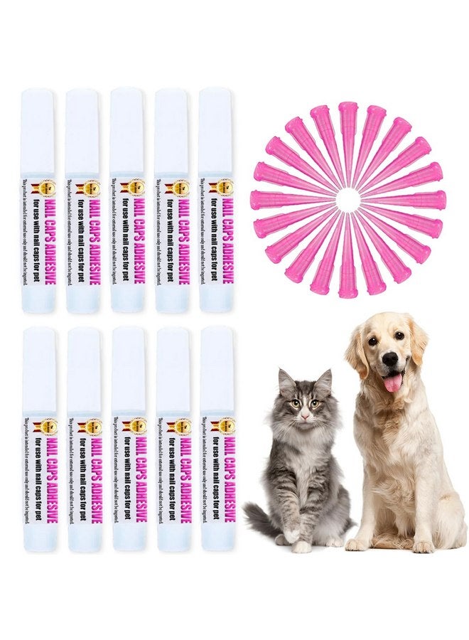 YMCCOOL 10pcs of Special Pet Nail Adhesive Glues & 20pcs of Applicator Tips for Cat Nail Caps and Dog Nail Caps  - Image 1