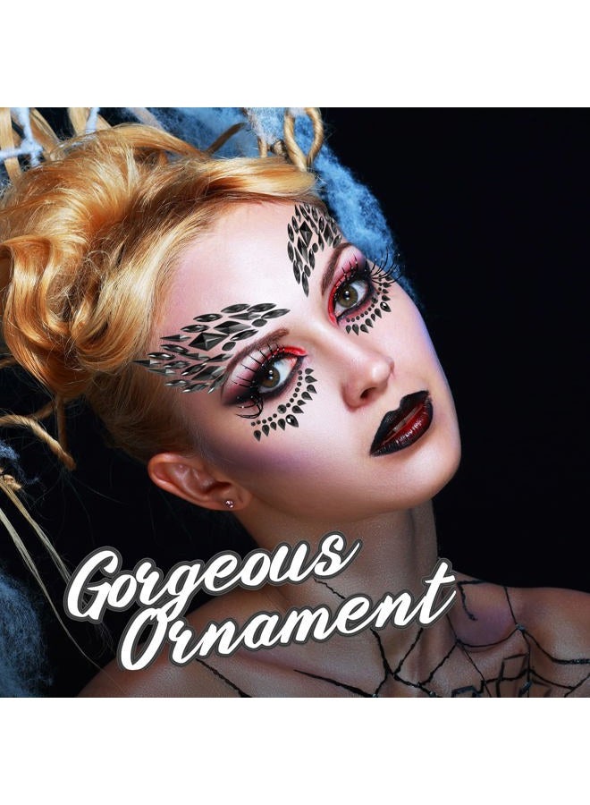 Maitys 6 Sheets Face Gems Black Face Gem Rhinestones Jewels for Women Party Costume Temporary - Image 4