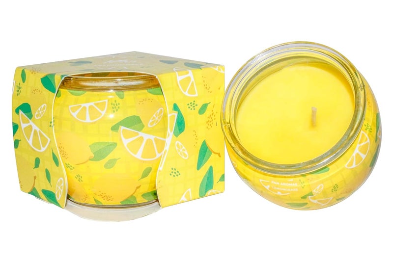 Pan Aromas Lemon Grass Shrink Sleeve Glass Candle 20 Hours Burn Time Long Lasting Premium Fragrance Candles for Home Decor Gifting 85 GMS