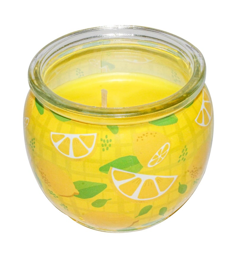 Pan Aromas Lemon Grass Shrink Sleeve Glass Candle 20 Hours Burn Time Long Lasting Premium Fragrance Candles for Home Decor Gifting 85 GMS
