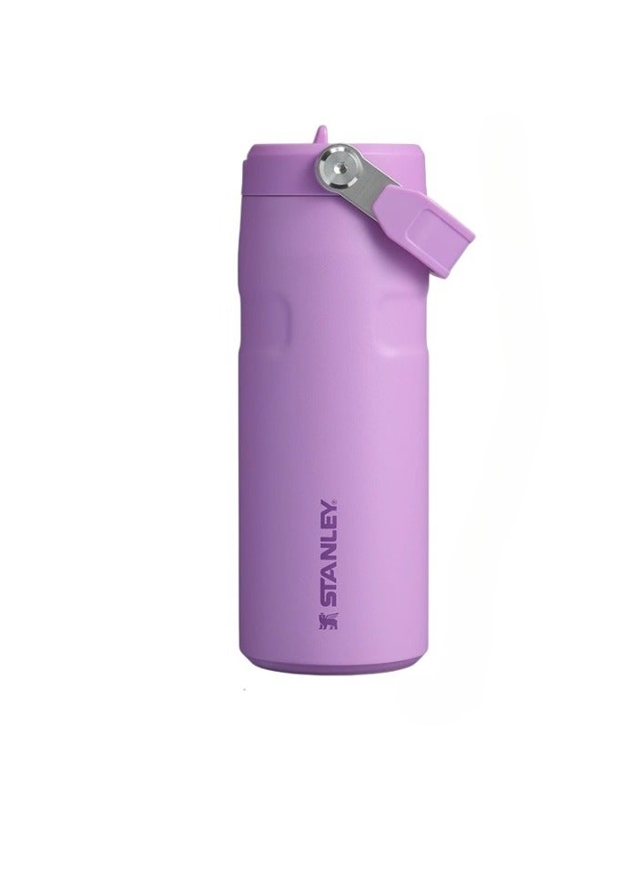 Stanley Flip Straw Drinking Bottle, Lightweight And Leak Resistant Water Bottle, BPA Free Stainless Steel Thermal Mug, Portable Water Flask For School Gym Running Hiking, (1pc, Purple, 473ML)