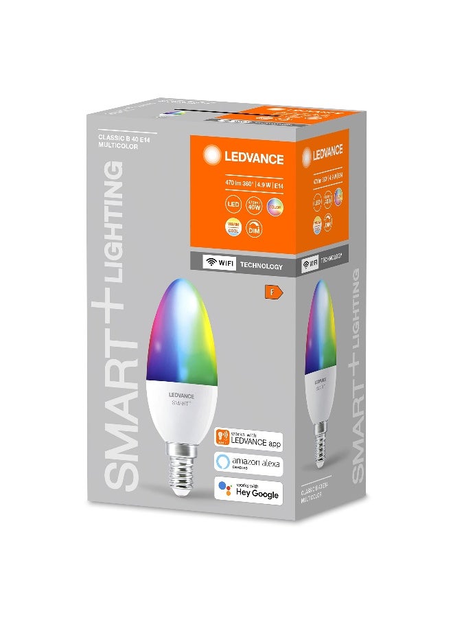LEDvance Smart LEDlamp With Wifi Technology, Base: E14, Di Mmable, Tunable White (2700-6500K), Rgb Colors Changeable, Replaces Incandescent Lamps With 40 W, Smart+ Wifi Candle Multicolour, 1-Pack - Image 5