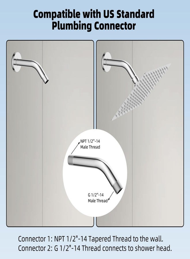 Hibbent 7 Inch All Metal Shower Arm with Flange, Solid Brass Shower Head Extension, Pipe Arm Extender, Wall-Mounted Shower Water Outlet Tube with Teflon Tape for Fixed Bathroom Shower Head, Chrome - Image 4