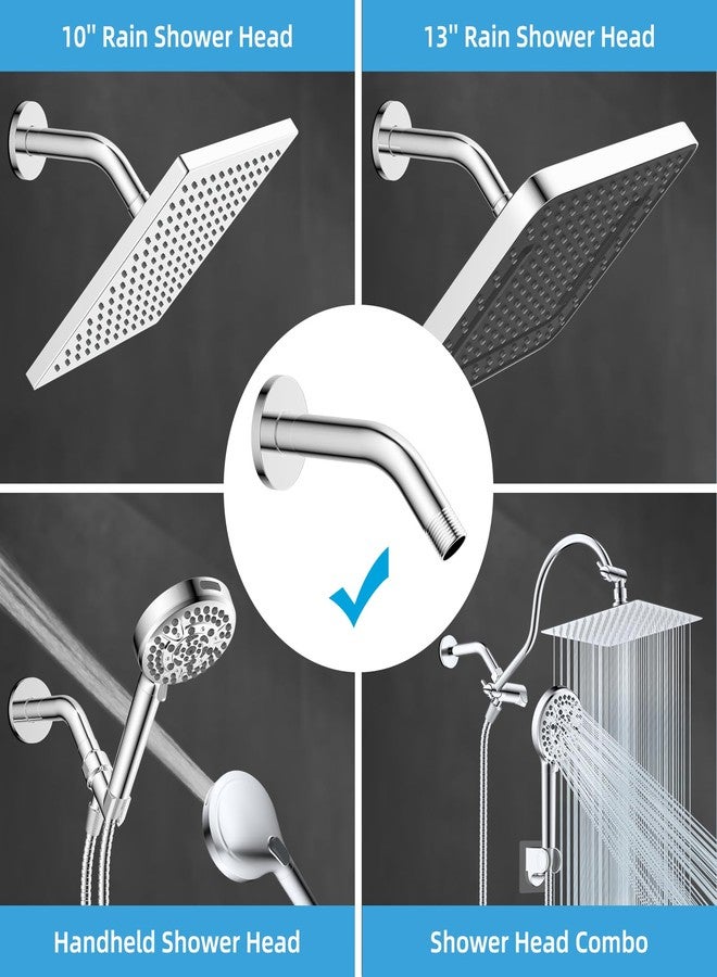 Hibbent 7 Inch All Metal Shower Arm with Flange, Solid Brass Shower Head Extension, Pipe Arm Extender, Wall-Mounted Shower Water Outlet Tube with Teflon Tape for Fixed Bathroom Shower Head, Chrome - Image 3