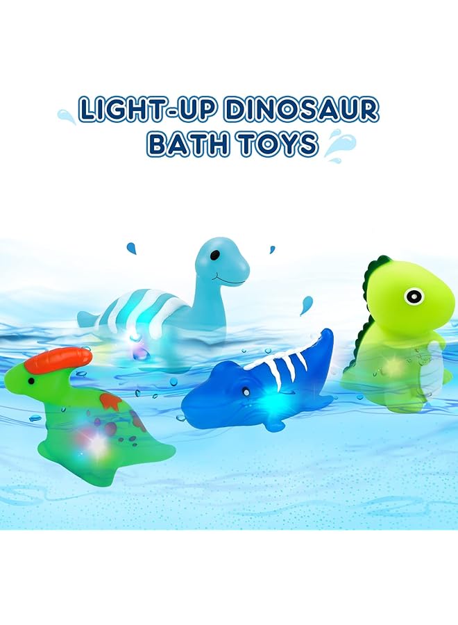 KASTWAVE Dinosaur Light Up Bath Toys For Toddlers 3 4 9Pcs Kids Bath Time Toys Toddler Dinosaur Bath Toys No Hole Bath Tub Toys Baby Light Up Pool Toys For The Tub Kids Girl Boy Fun Bath Toys - Image 5