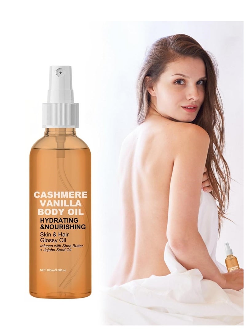 cashmere زيت الجسم بالفانيليا والكشمير، زيت الإشراق بالشيّا والجرجير للبشرة والشعر الجاف، رذاذ لوشن مرطب بالفانيليا والكشمير لترطيب البشرة 100 مل - Image 1