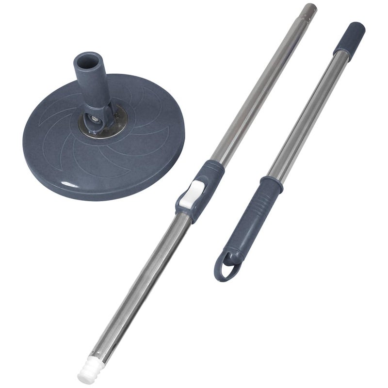Primeway Stainless Steel Telescopic Spin Mop Replacement Handle Stick Rod with Disc Plate 124cm Grey - Image 1
