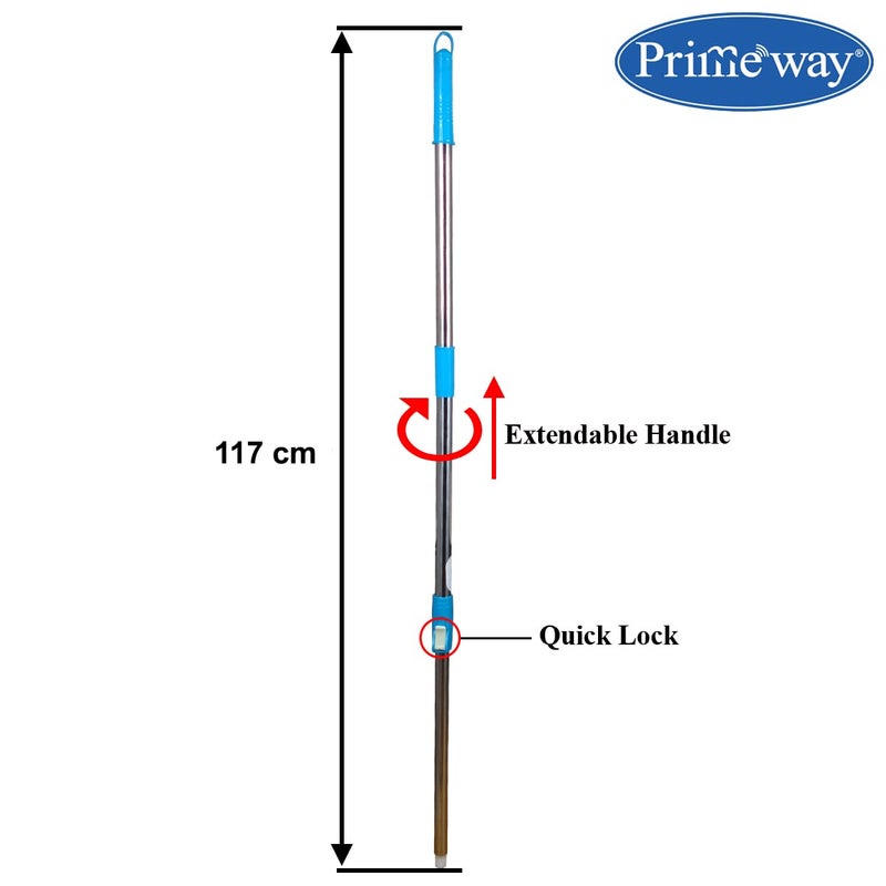 Primeway Stainless Steel Telescopic Spin Mop Replacement Handle Stick Rod with Disc Plate 124cm Grey - Image 5