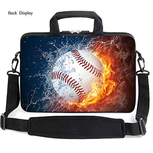 AMARY 13-13.3inch laptop sleeve chromebook case adjustable shoulder strap with handle accessory pocket for men women (Baseball) - Image 2