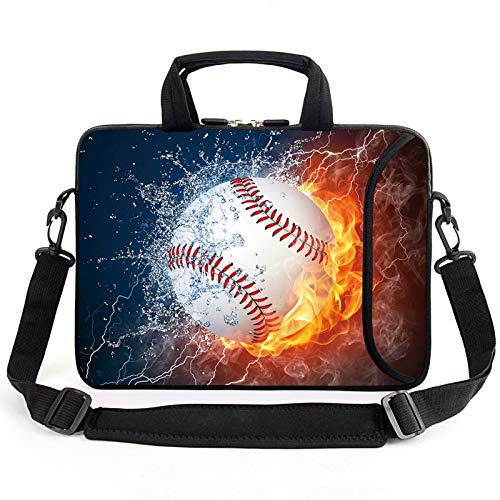AMARY 13-13.3inch laptop sleeve chromebook case adjustable shoulder strap with handle accessory pocket for men women (Baseball) - Image 1