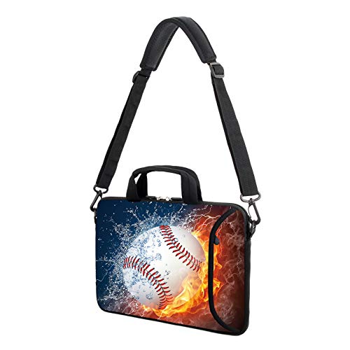 AMARY 13-13.3inch laptop sleeve chromebook case adjustable shoulder strap with handle accessory pocket for men women (Baseball) - Image 4