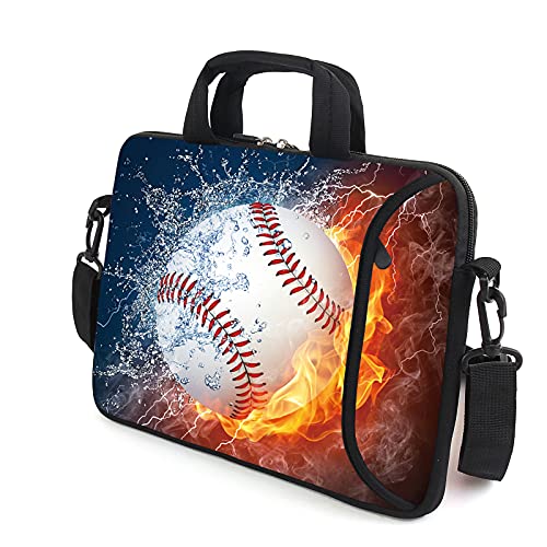 AMARY 13-13.3inch laptop sleeve chromebook case adjustable shoulder strap with handle accessory pocket for men women (Baseball) - Image 3