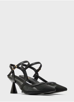 ELLA Pointed Polka Dot Side Strap Ankle Strap Pump  - Image 3