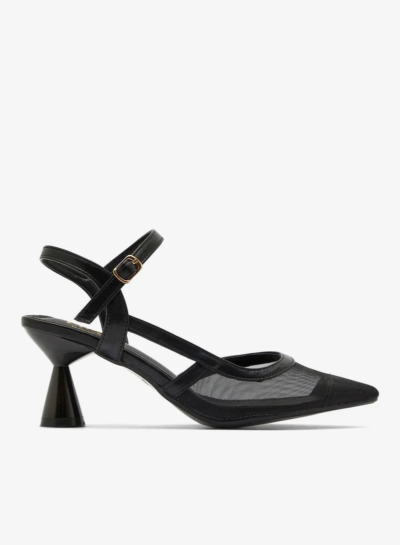 ايلا حذاء كعب منقط بسير كاحل ومقدمة مدببة