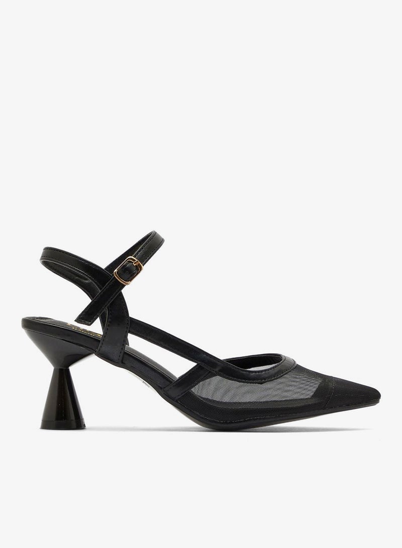 ELLA Pointed Polka Dot Side Strap Ankle Strap Pump - Image 1