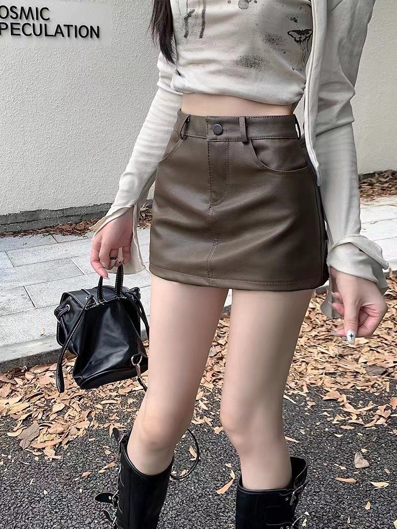Generic High Waist Slimming Skirt 2024 Autumn Brown - Image 1