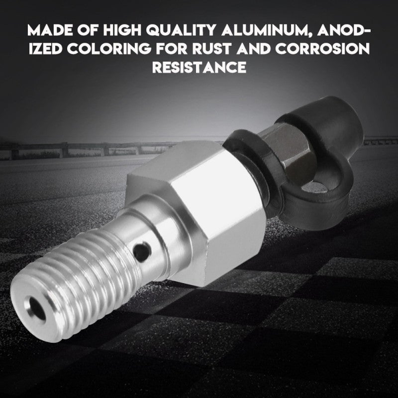 M10x1.25mm Banjo Bolt Bleed Screw - Anodized Aluminum Motorcycle Brake Caliper Bleed Nipple with Dust Cap for Front Rear Brake Lines - Image 4