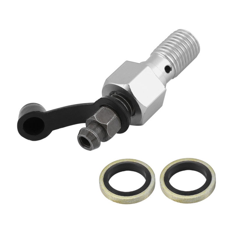 M10x1.25mm Banjo Bolt Bleed Screw - Anodized Aluminum Motorcycle Brake Caliper Bleed Nipple with Dust Cap for Front Rear Brake Lines - Image 1
