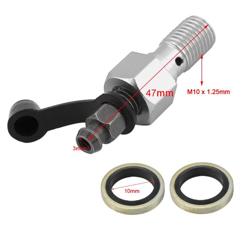 M10x1.25mm Banjo Bolt Bleed Screw - Anodized Aluminum Motorcycle Brake Caliper Bleed Nipple with Dust Cap for Front Rear Brake Lines - Image 2