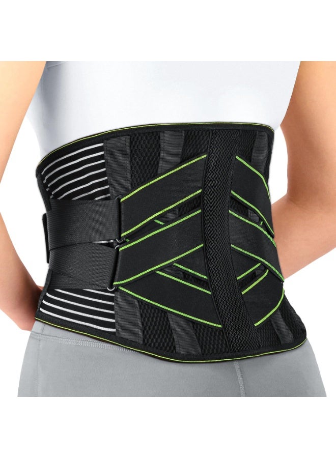 حزام دعم ظهر للرجال والنساء لتخفيف آلام أسفل الظهر مع وسادة قطنية فقرية، حزام دعم لمنطقة القطن مع 7 دعامات فولاذية للرفع الثقيل والجلوس الطويل، دعم قطني قابل للتنفس لعلاج فتق القرص الفقري وعرق النسا - Image 1