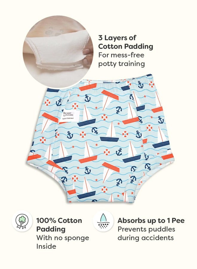 superbottoms Padded Underwear for Growing Babies/Toddlers|with 3 Layers of Cotton Padding & Super DryFeel Layer| Pull-Up for Potty Training & Diaper-Free Time(Need Space- Sea You, Size: 3, Pack of 2) - Image 2