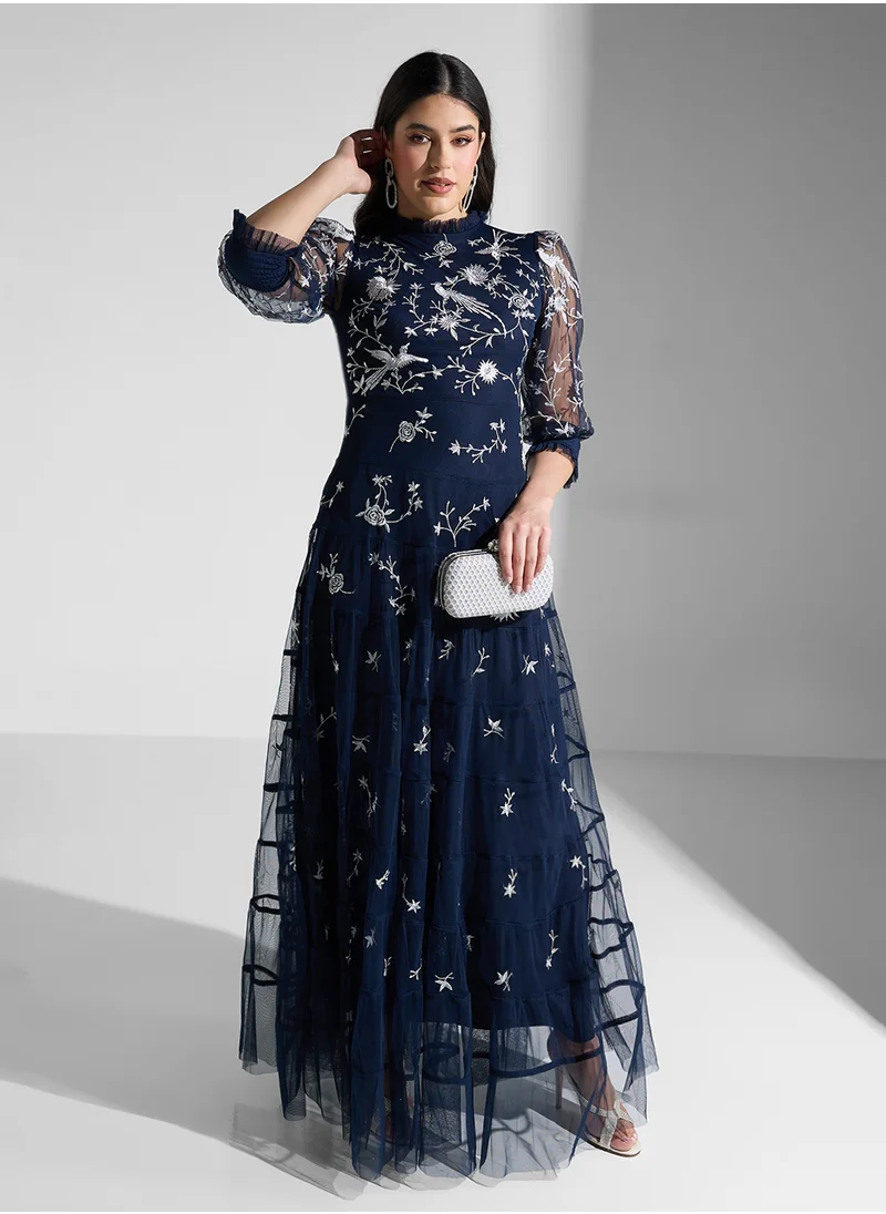 فروك اند فرل Embroidered Mesh Detailed  Dress