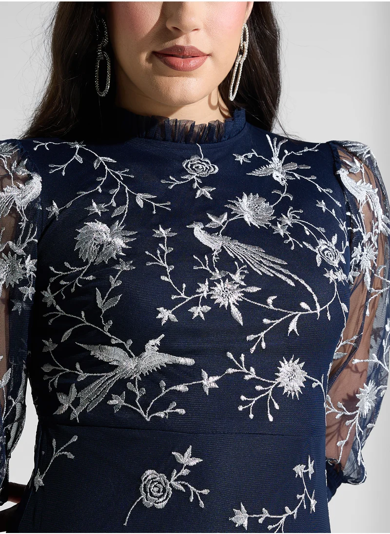فروك اند فرل Embroidered Mesh Detailed  Dress