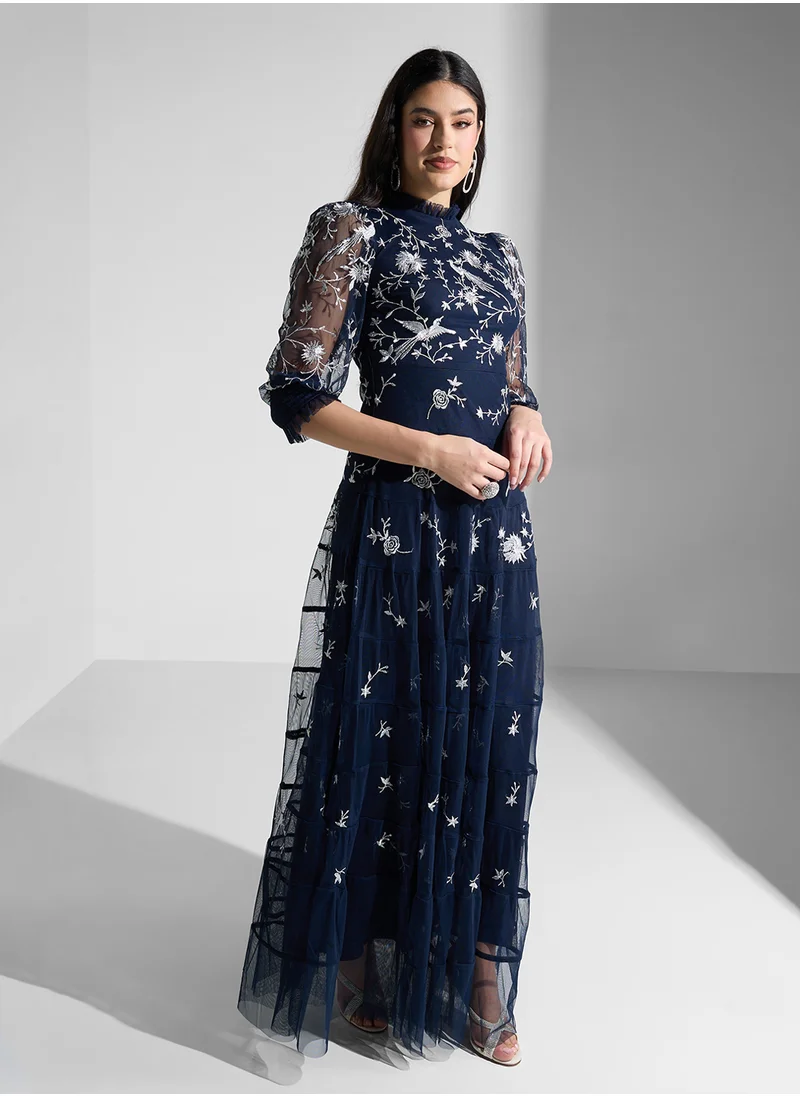 فروك اند فرل Embroidered Mesh Detailed  Dress