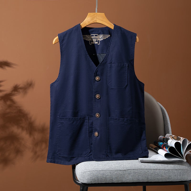 Men'S Large Size Vest Four Seasons Pure Cotton Thin Waistcoat Multi-Pocket Casual Vest Outdoor Military Fishing Climbing Vest Trendy - Image 2