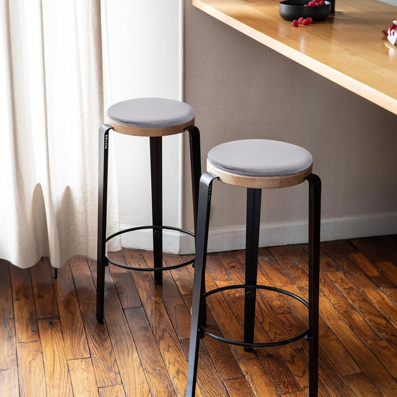 Round Seat Cushion 35x3 Cm Light Grey Anti-Slip - Memory Foam Stool Cushion for Kitchen Dining Living Room Office - Image 5