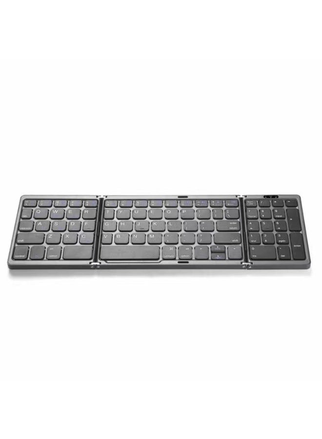Type-c Charging Three-fold Folding Bluetooth Keyboard With Touch Wireless Bluetooth Keyboard Silent Dual-mode Charging Mouse-Specifications:B089 Gray Keyboard + Black Mouse + Storage Bag  - Image 1