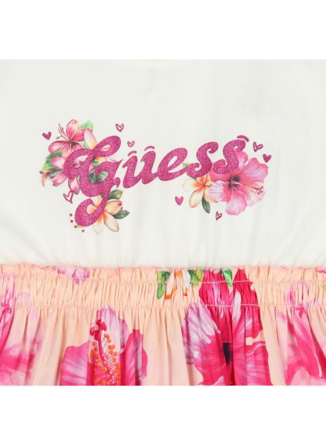 GUESS Kids Printed Short Sleeve Mini Dress - Image 3