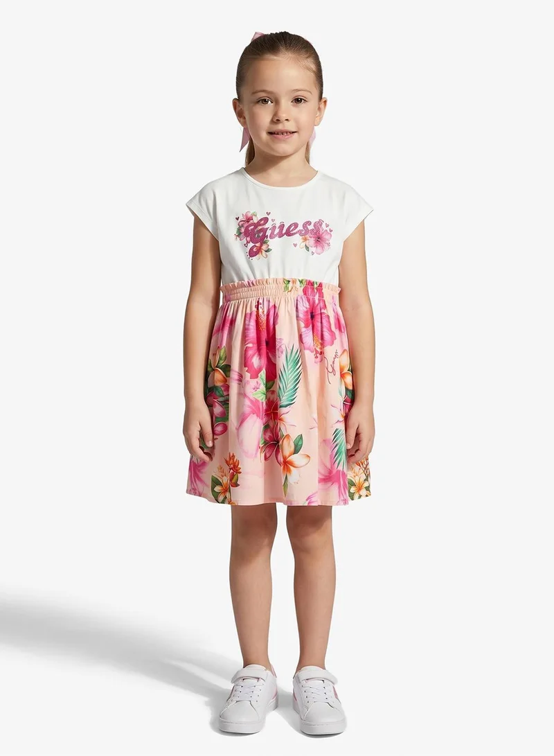 Guess Kids Printed Short Sleeve Mini Dress