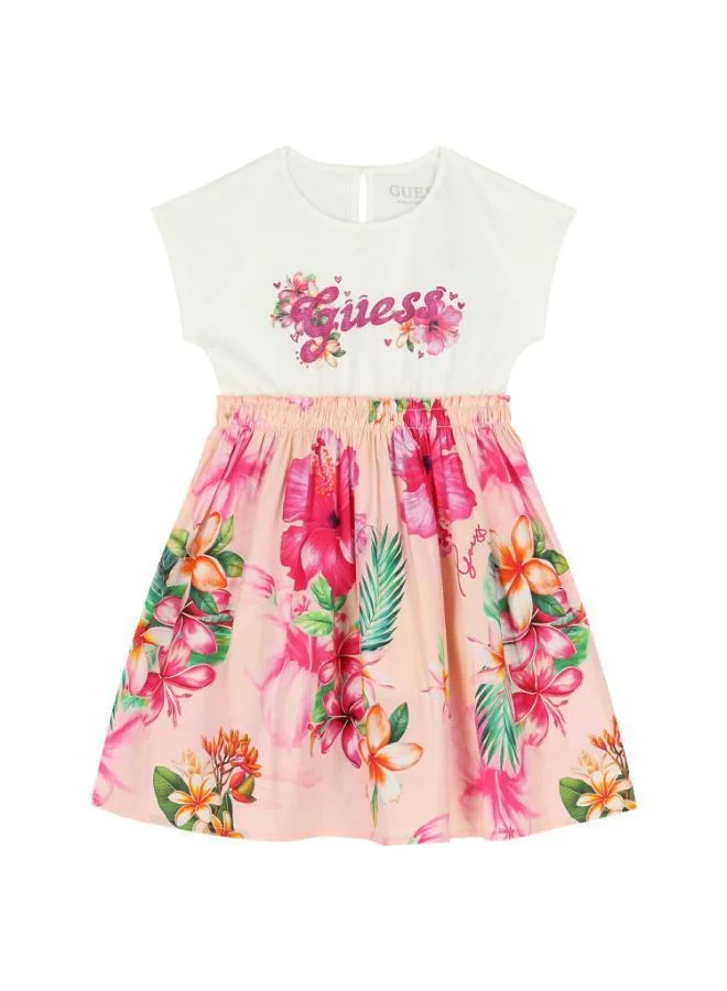 Guess Kids Printed Short Sleeve Mini Dress