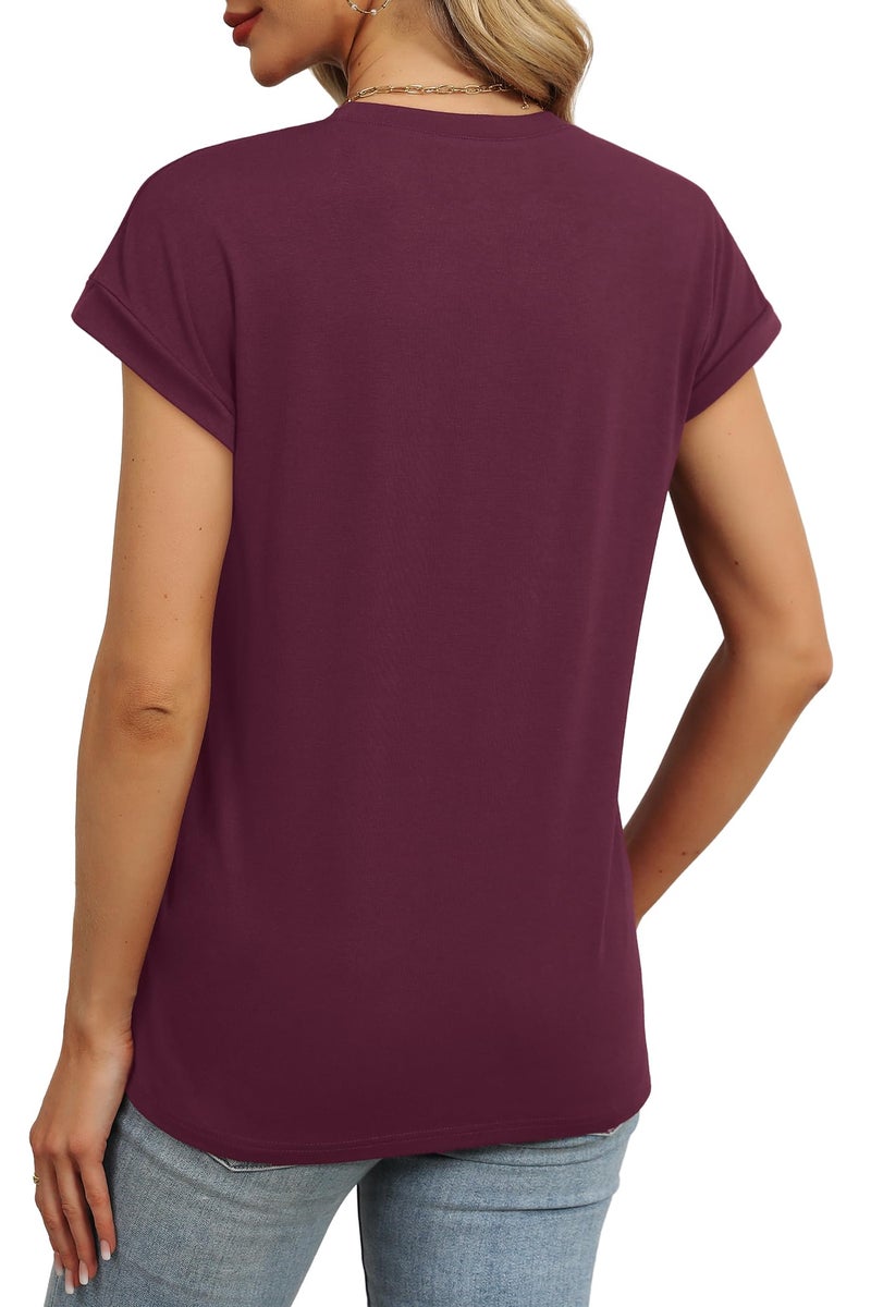 Alaroo Spring Tops for Women 2026 Red Valentines Day Shirts for Women Plain Burgundy M - Image 4