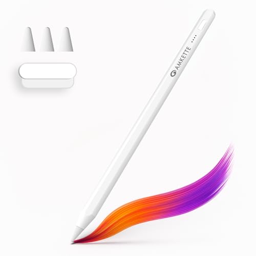 Amkette iPad Pencil Stylus | Premium Stylus Pen with Palm Rejection, Tilt Sensitivity, Magnetic Attachment & Type-C Charging, Sleek Aluminium Build, Compatible with iPad (2021 & Later)(White) - Image 1