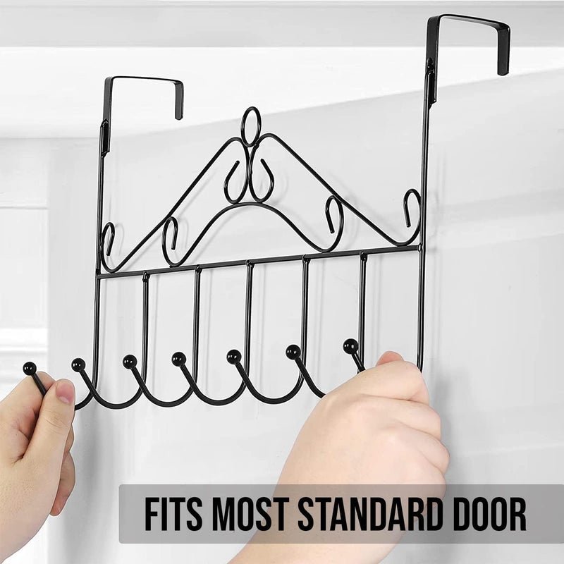 ToYooZe Over The Door Hooks 7 Hanger Rack Heavy Decorative Metal Rack for Home Use Hats Coats Key Bag Clothes Scarfs Hooks Door Hanger Hook Storage Organizer - Image 3